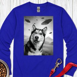 Husky Ufo Long Sleeve Shirt Gift For Dog Lover