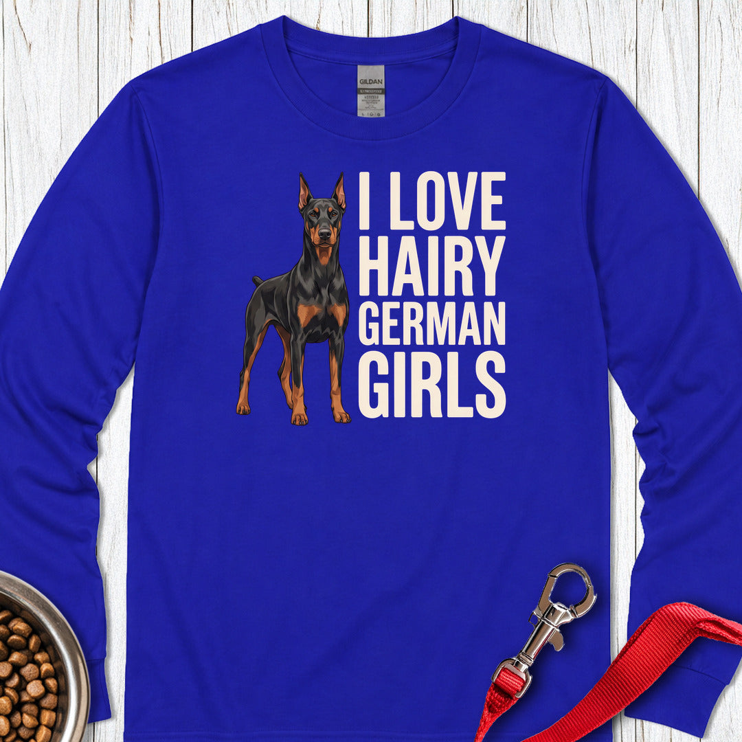 Doberman Hairy Girls Long Sleeve Shirt Gift For Dog Lover