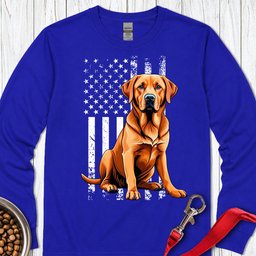 Fox Red Labrador USA Flag Long Sleeve Shirt Gift For Dog Lover