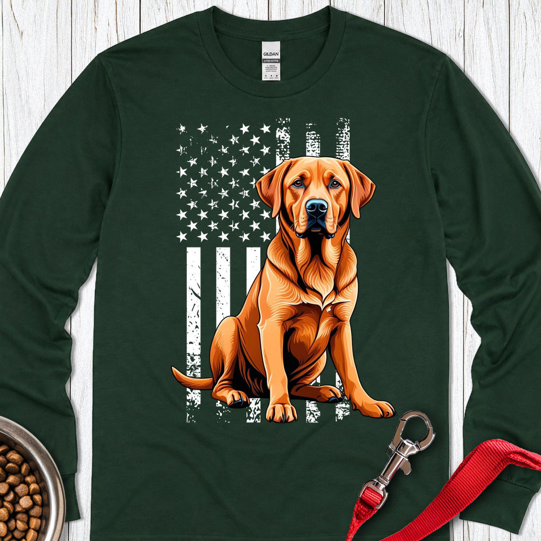 Fox Red Labrador USA Flag Long Sleeve Shirt Gift For Dog Lover