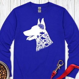 Doberman Flowers Long Sleeve Shirt Gift For Dog Lover