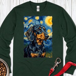 Dachshund Van Gogh Black And Tan Long Sleeve Shirt Gift For Dog Lover