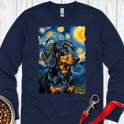 Dachshund Van Gogh Black And Tan Long Sleeve Shirt Gift For Dog Lover