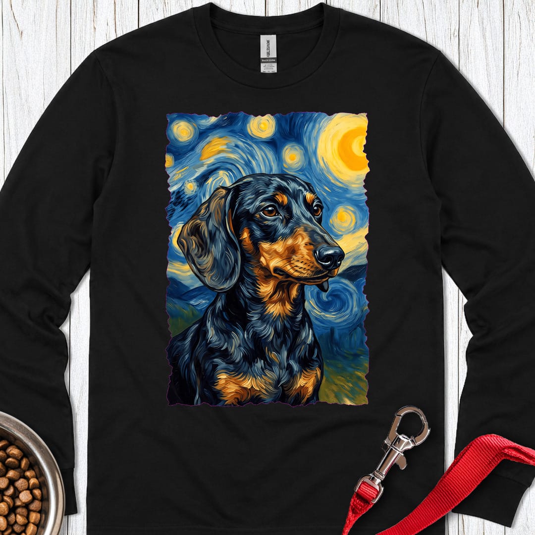 Dachshund Van Gogh Black And Tan Long Sleeve Shirt Gift For Dog Lover
