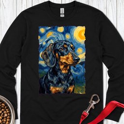 Dachshund Van Gogh Black And Tan Long Sleeve Shirt Gift For Dog Lover