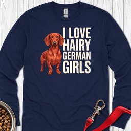 Dachshund Hairy German Girls Red Long Sleeve Shirt Gift For Dog Lover