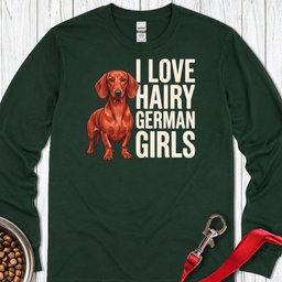 Dachshund Hairy German Girls Red Long Sleeve Shirt Gift For Dog Lover