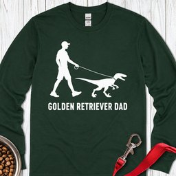 Golden Retriever Dad Velociraptor Long Sleeve Shirt Gift For Dad