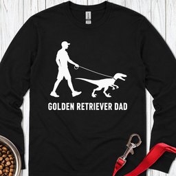 Golden Retriever Dad Velociraptor Long Sleeve Shirt Gift For Dad