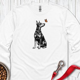 Doberman Butterfly Long Sleeve Shirt Gift For Dog Lover