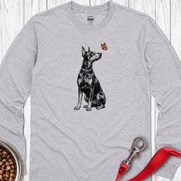 Doberman Butterfly Long Sleeve Shirt Gift For Dog Lover