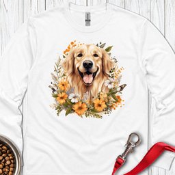 Golden Retriever Flower Watercolor Long Sleeve Shirt Gift For Dog Lover