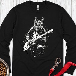 German Shepherd Guitar Long Sleeve Shirt Gift For Dog Lover