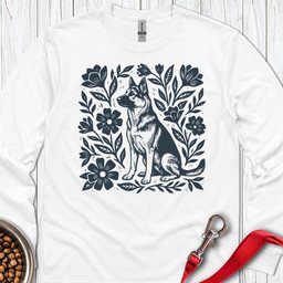 German Shepherd Linocut Long Sleeve Shirt Gift For Dog Lover