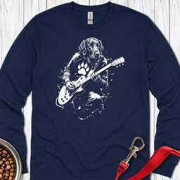 Flat Coated Retriever Guitar Long Sleeve Shirt Gift For Dog Lover