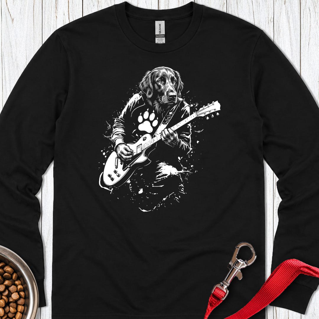 Flat Coated Retriever Guitar Long Sleeve Shirt Gift For Dog Lover