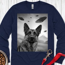 German Shepherd Ufo Long Sleeve Shirt Gift For Dog Lover