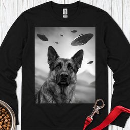 German Shepherd Ufo Long Sleeve Shirt Gift For Dog Lover