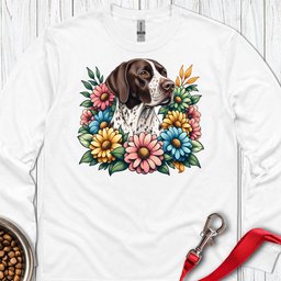 English Pointer Flower Wreath Long Sleeve Shirt Gift For Dog Lover