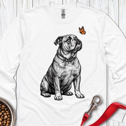 English Bulldog Butterfly Long Sleeve Shirt Gift For Dog Lover