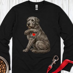 I Love Dad Irish Wolfhound Long Sleeve Shirt Gift For Dad