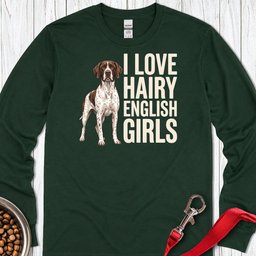 English Pointer Hairy Girls Long Sleeve Shirt Gift For Dog Lover
