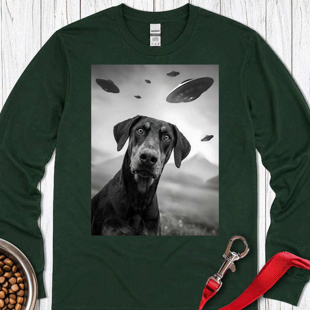 Doberman Pinscher Ufo Long Sleeve Shirt Gift For Dog Lover