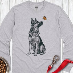 German Shepherd Butterfly Long Sleeve Shirt Gift For Dog Lover