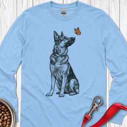 German Shepherd Butterfly Long Sleeve Shirt Gift For Dog Lover