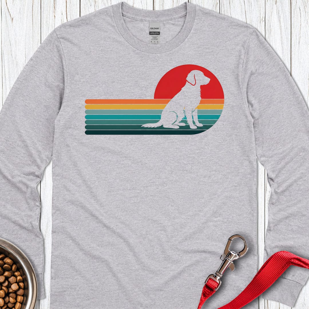Flat Coated Retriever Retro Sunset Long Sleeve Shirt Gift For Dog Lover