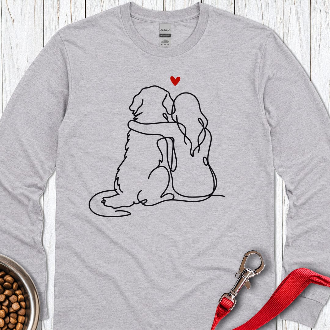 Golden Retriever And Girl Pink Long Sleeve Shirt Gift For Dog Lover