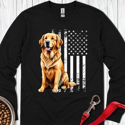 Golden Retriever USA Flag Long Sleeve Shirt Gift For Dog Lover