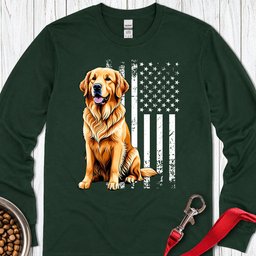 Golden Retriever USA Flag Long Sleeve Shirt Gift For Dog Lover