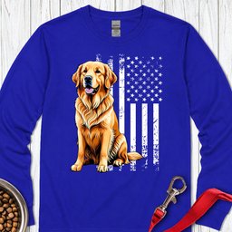 Golden Retriever USA Flag Long Sleeve Shirt Gift For Dog Lover