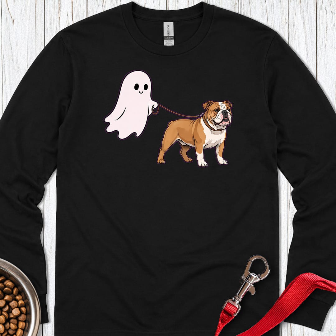English Bulldog Ghost Walk Long Sleeve Shirt Gift For Dog Lover
