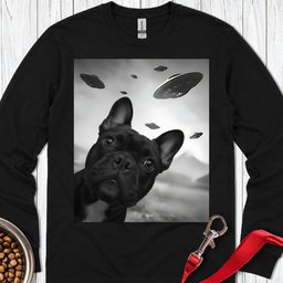 French Bulldog Ufo Selfie Long Sleeve Shirt Gift For Dog Lover