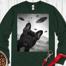 French Bulldog Ufo Selfie Long Sleeve Shirt Gift For Dog Lover