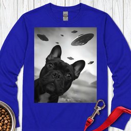 French Bulldog Ufo Selfie Long Sleeve Shirt Gift For Dog Lover