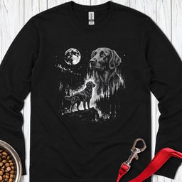 Flat Coated Retriever Moonlight Long Sleeve Shirt Gift For Dog Lover