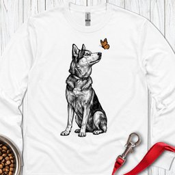 Husky Butterfly Long Sleeve Shirt Gift For Dog Lover