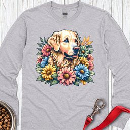 Golden Retriever Flower Long Sleeve Shirt Gift For Dog Lover