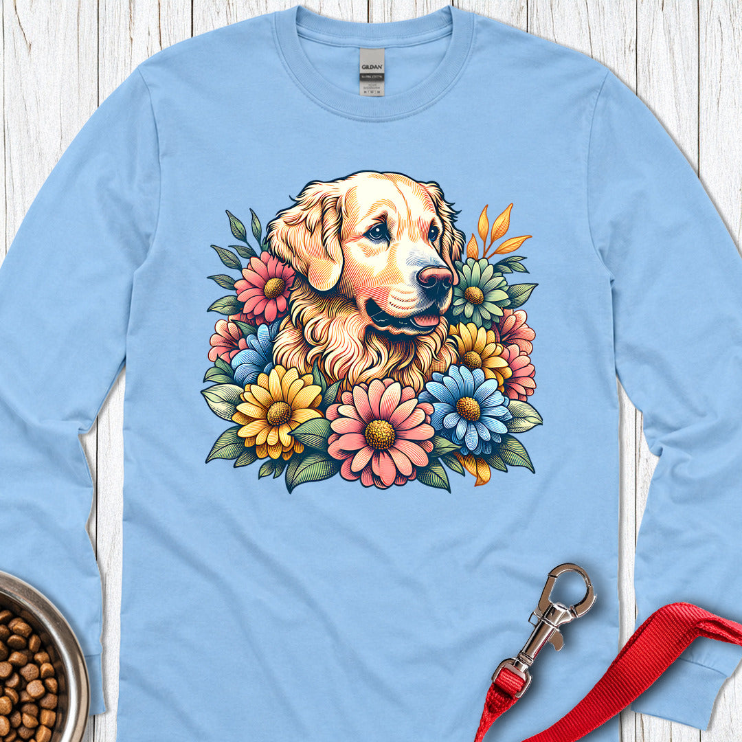 Golden Retriever Flower Long Sleeve Shirt Gift For Dog Lover