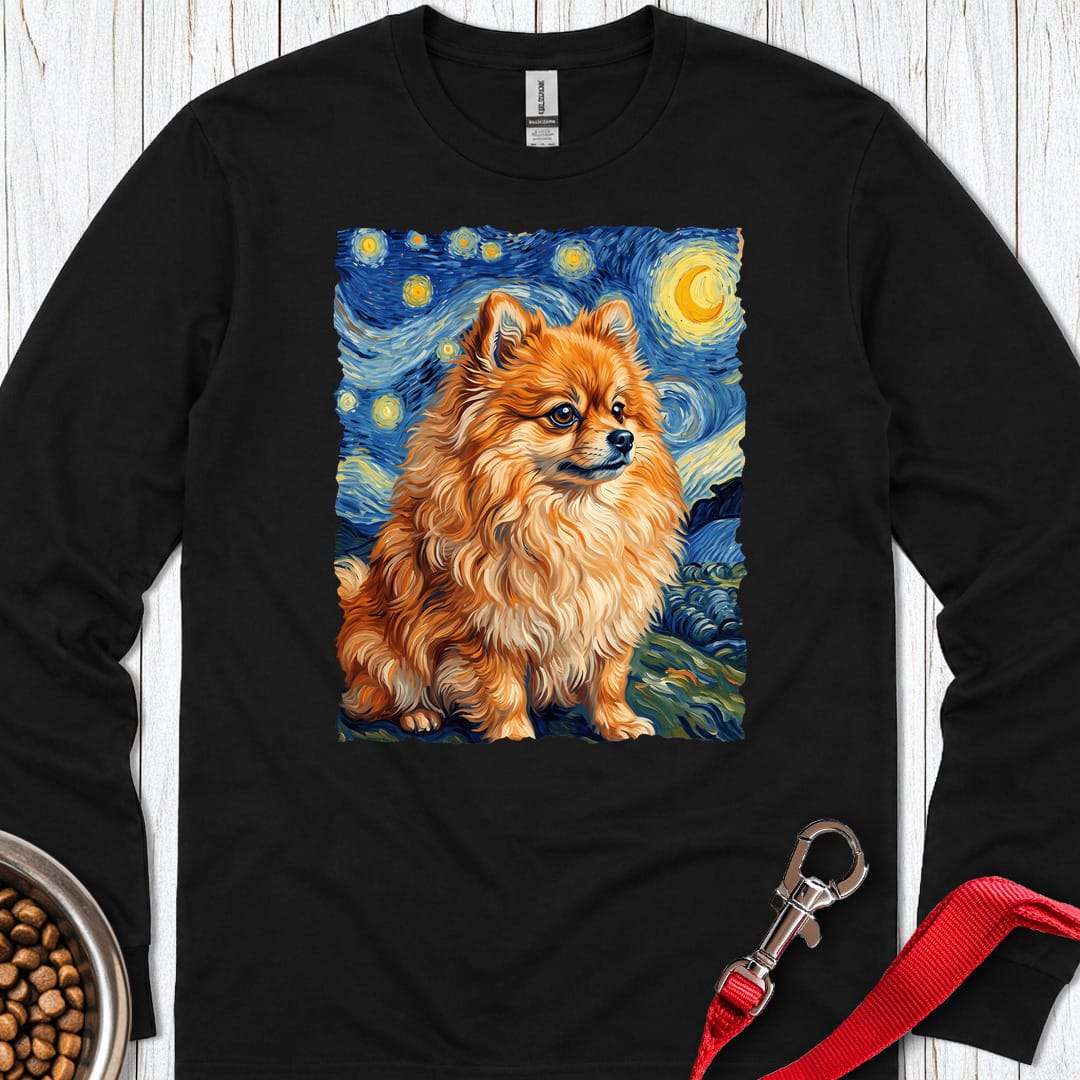 Pomeranian Van Gogh Long Sleeve Shirt Gift For Dog Lover