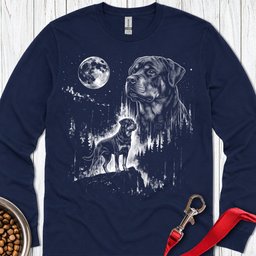 Rottweiler Moonlight Long Sleeve Shirt Gift For Dog Lover