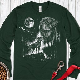 Rottweiler Moonlight Long Sleeve Shirt Gift For Dog Lover