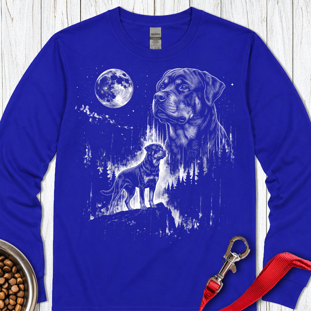Rottweiler Moonlight Long Sleeve Shirt Gift For Dog Lover