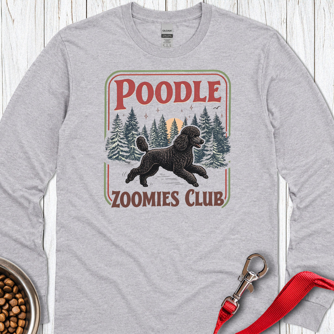 Standard Poodle Zoomies Club Black Long Sleeve Shirt Gift For Dog Lover
