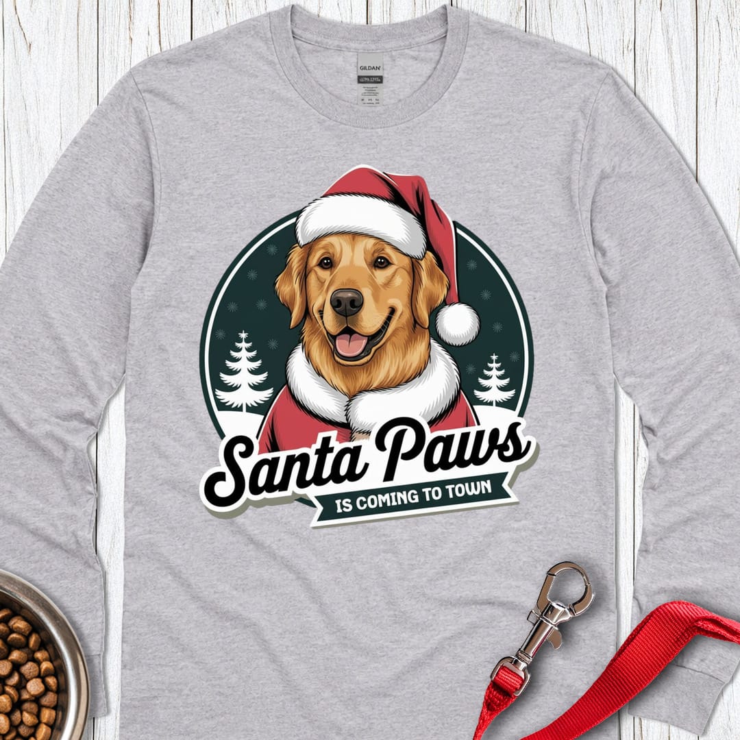 Santa Paws Golden Retriever Long Sleeve Shirt Gift For Dog Lover