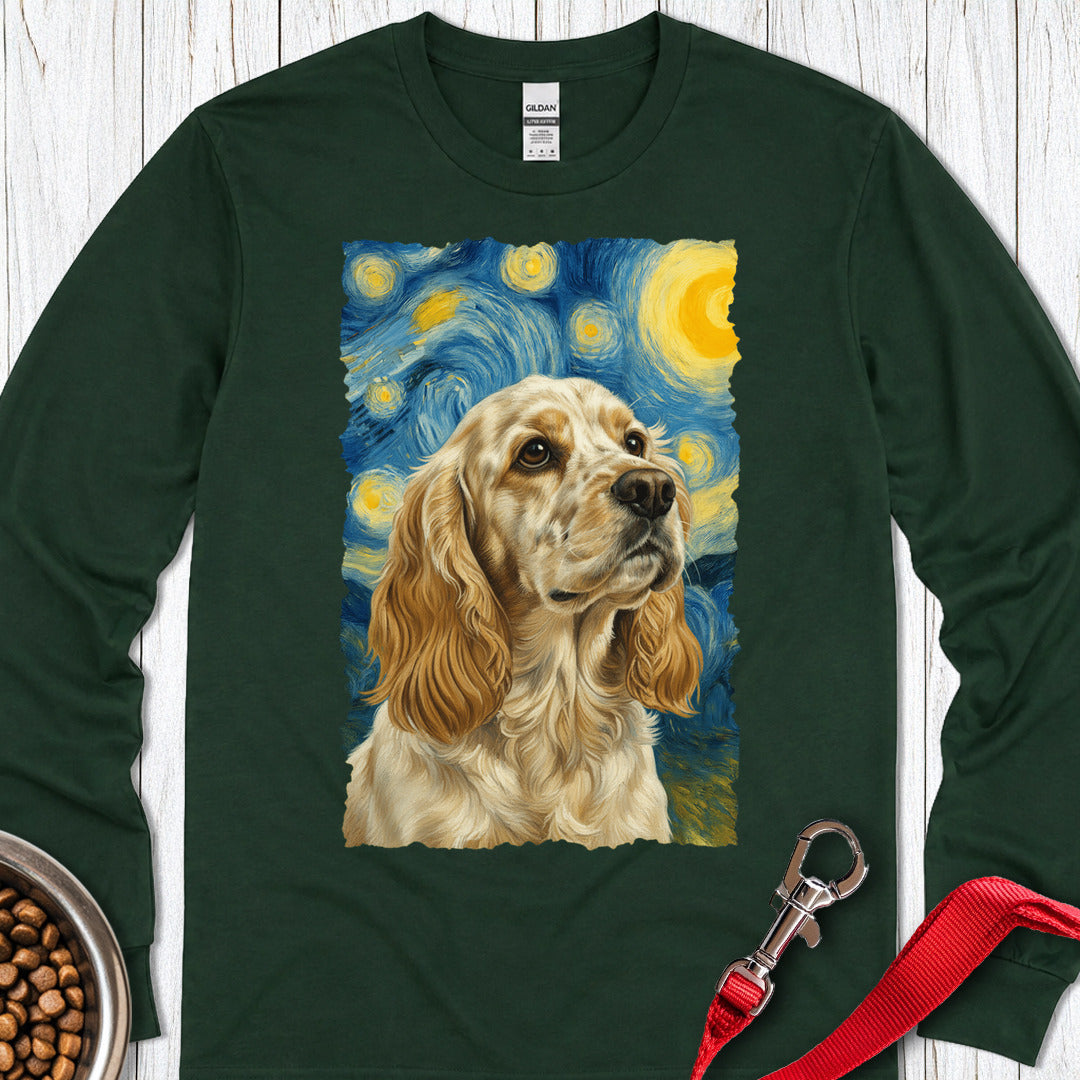 Lemon Roan Cocker Spaniel Starry Night Long Sleeve Shirt Gift For Dog Lover