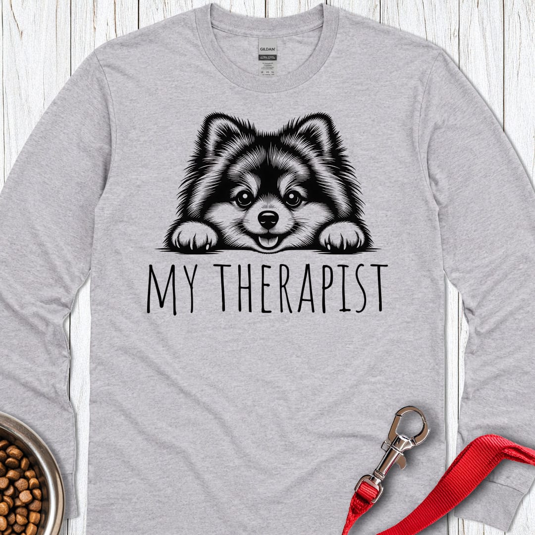 Pomeranian My Therapist Long Sleeve Shirt Gift For Dog Lover